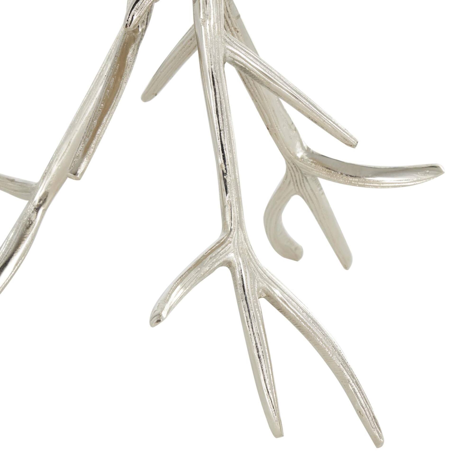 Silver Metal Side End Accent Table with Textured Tree Branch Legs Set